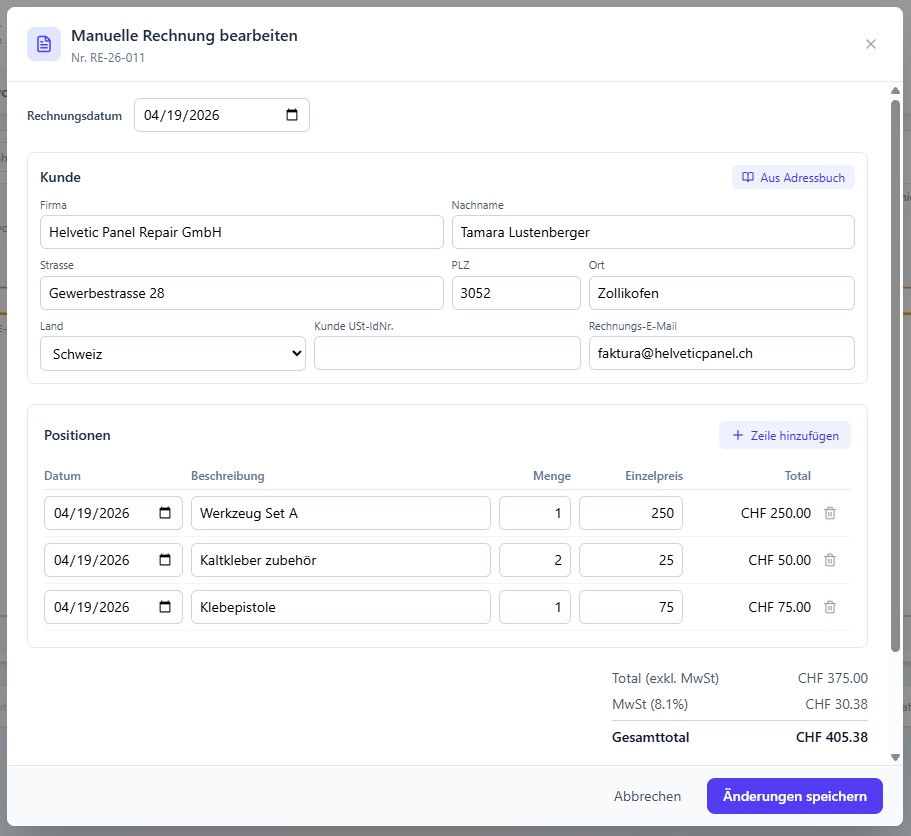Manual invoice (no report required)