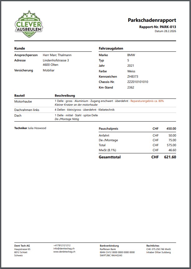 Parkschadenrapport