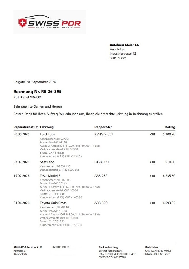 PDR Kalk – Rechnung als PDF mit eigenem Logo