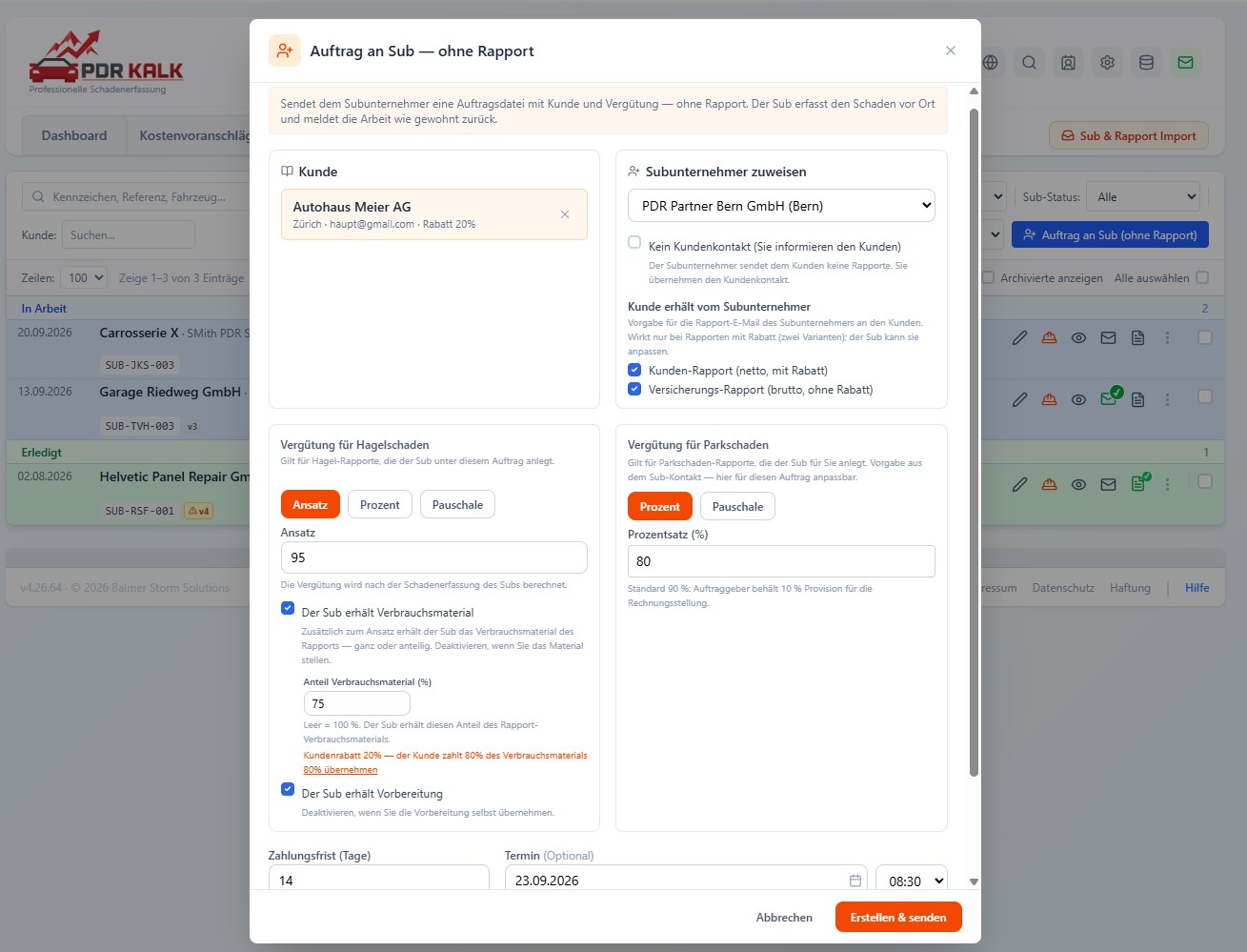 Auftrag an Sub — ohne Rapport